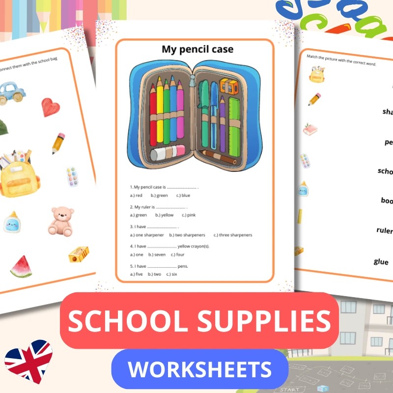 School Supplies Worksheets