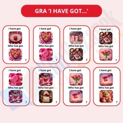 Zestaw do nauki angielskiego dla dzieci – walentynkowa edycja dla nauczycieli, flashcards, gry edukacyjne, memory, domino, snap