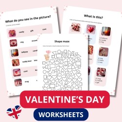 Walentynkowe karty pracy (worksheets) – dużo zadań związanych z Dniem św. Walentego