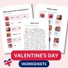 Walentynkowe karty pracy (worksheets) – dużo zadań związanych z Dniem św. Walentego